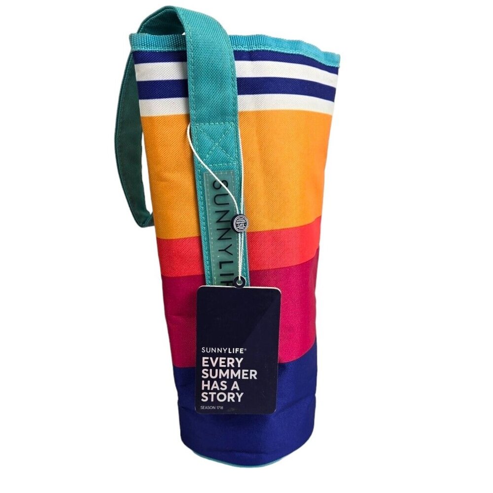 Sunnylife Catalina Cooler Bottle Tote Bottle Opener Orange Pink Blue White NWT
